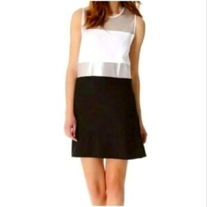 L'agence White,Black and Silver Mesh Shift Dress, Size 8